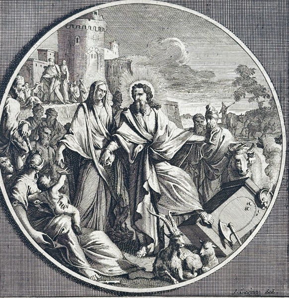 Adriaen Pietersz van de Venne (1589–1662) – Christ and the Widow’s Offering – Etching from J. Cats Gedachten / Alle de Wercken by Jacob Cats (17th Century)