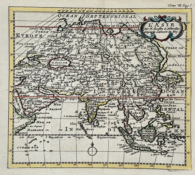 Nicolas Sanson (1600–1667) – Map of Asia – L’Asie – Hand-Coloured Engraved Map (c.1652)