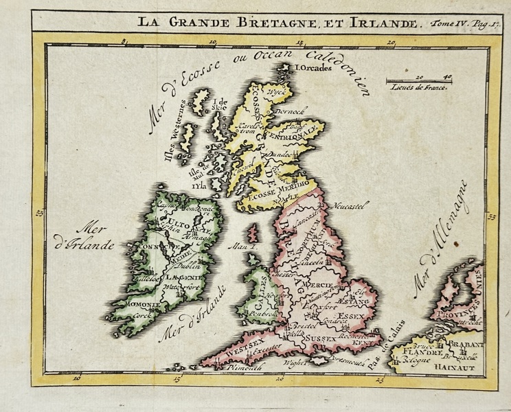 Nicolas Sanson (1600–1667) – Map - La Grande Bretagne et Irlande – Hand-Coloured Copper-Engraved Map (c.1650s–1680s)