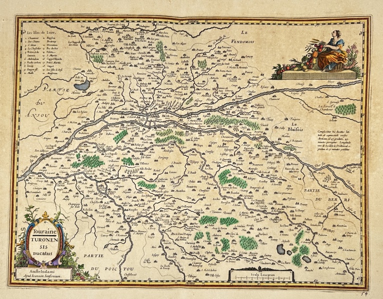 Jan Jansson (1588–1664) – Map of Touraine / Touraine Turonensis Ducatus – Hand-Coloured Engraved Map (1633)