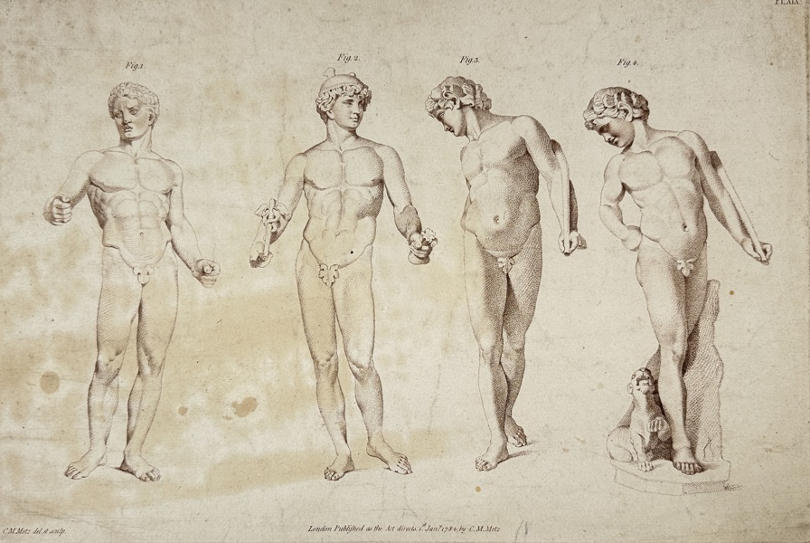 Charles H. Motte (1785–1836) – Plate of Male Antique Statues – Stipple Engraving (London, 1826)