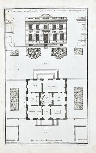 Jean-Francois de Neufforge - Architectural Etching - Elevation - Floor Plan