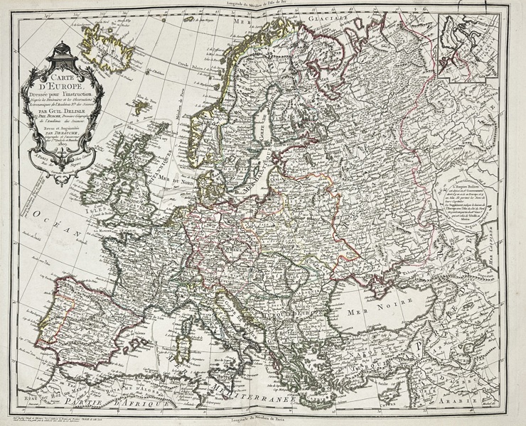 Guillaume Delisle (1675–1726) – Map of Europe / Carte d’Europe – Hand-Coloured Engraving (c.1780s, published by Dezauche)