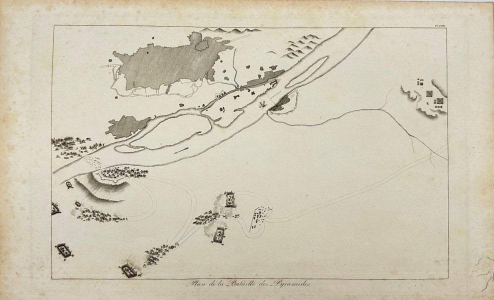 Dominique Vivant Denon (1747–1825) – Pyramid Battle Plan – Engraving from Voyage dans la Basse et la Haute Égypte – “Man de la Bataille des Pyoumedes” (1809)