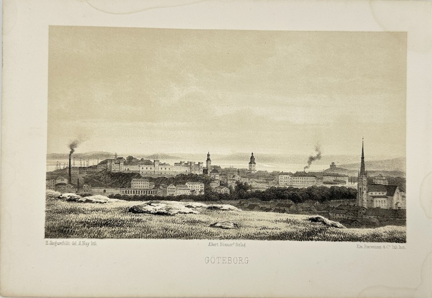 Frans Theodor Hedberg (1828–1908) – View of Gothenburg, Sweden – Chromolithograph from Pittoreskt Sverige (1861)