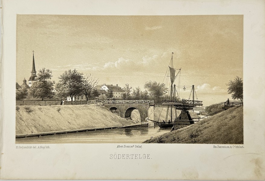 Frans Theodor Hedberg (1828–1908) – View of Södertelge, Sweden – Chromolithograph from Pittoreskt Sverige (1861)