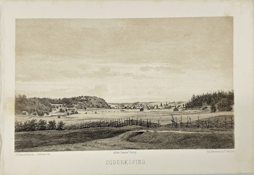 Frans Theodor Hedberg (1828–1908) – View of Söderköping, Sweden – Chromolithograph from Pittoreskt Sverige (1861)