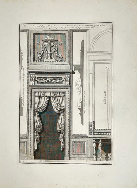 Giocondo Albertolli (1742–1839) & Giovanni Mercoli – Neoclassical Interior with Chimneypiece – Copper Engraving from Ornamenti Diversi (1778–1782)