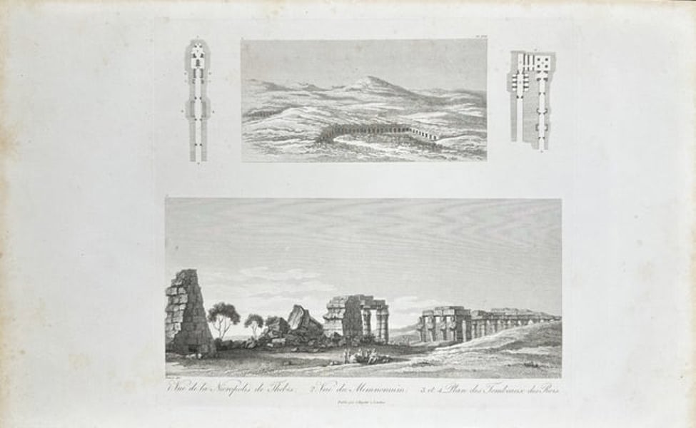 Dominique Vivant Denon - Antique Engraving, Ancient Egypt - View of Egyptian Ruins