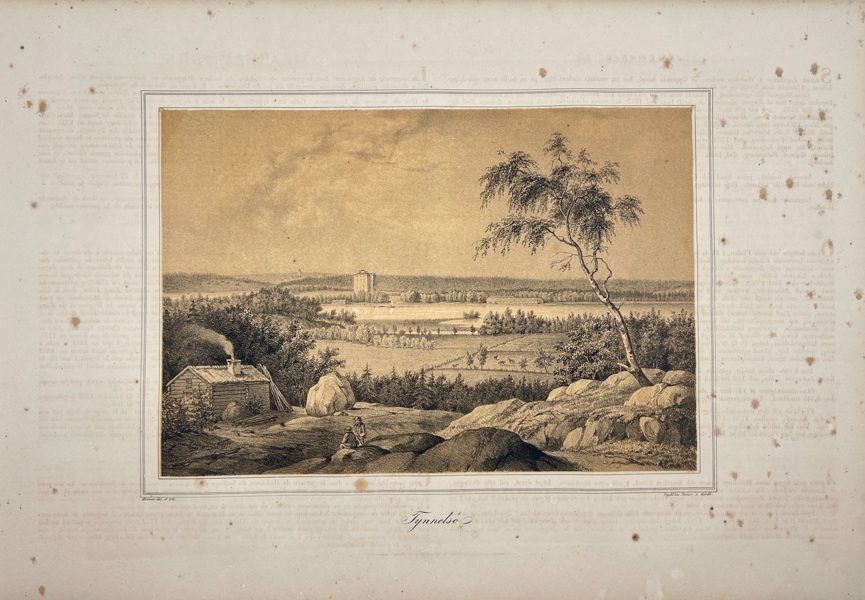 Ulrik Thersner (1779–1828) – View of Tynnelö Castle, Sweden – Engraving from Fordna och närvarande Sverige (1828–1867)