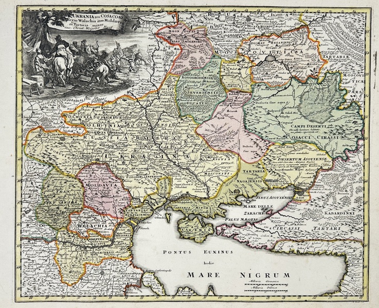 Christoph Weigel (1654–1725) – Map of Ukraine, Cossack Territories, Wallachia and Moldavia / Ukrania seu Cosacorum Regio – (c.1720)