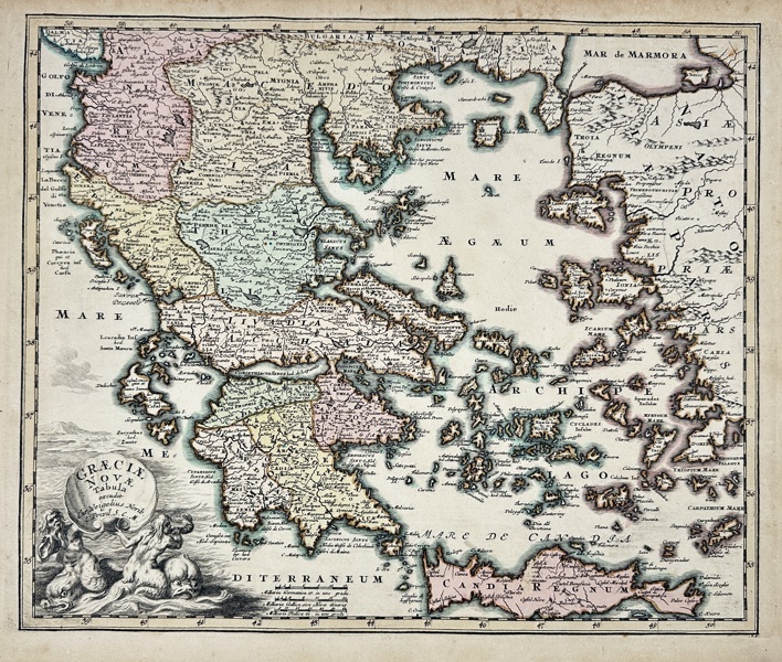 Christoph Weigel (1654–1725) – Map of Graeciae Nova Tabula / New Map of Greece – Hand-Coloured Copper Engraving (c.1720)