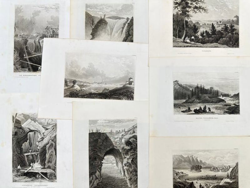 Joseph Meyer - Lot of 11 Prints - Dannemora Mine, Göta Canal, Gothenburg, Frithiofs Bauta, Norway