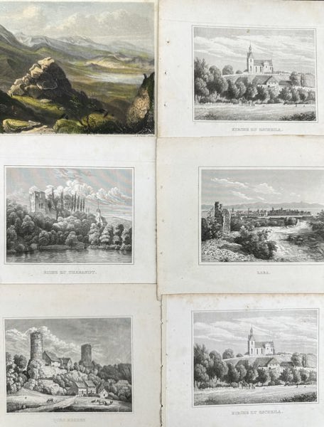 Joseph Meyer - Set of 6 Prints - Giant Mountains, Church of Zscheila, Kohren, Germany, Poland