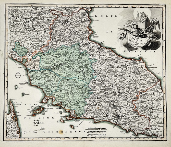 Christoph Weigel (1654–1725) – Map of the Papal States / Italiae Suburbicariae Status Ecclesiastici (c.1720)