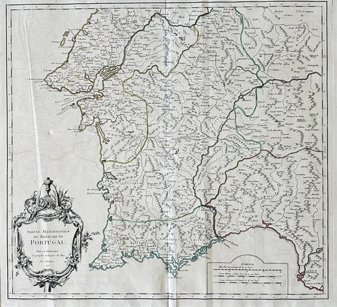 Robert de Vaugondy – Map of Southern Portugal / Partie Méridionale du Royaume de Portugal – (c.1750)