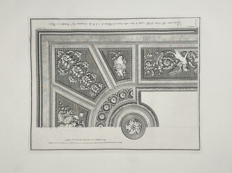 Giocondo Albertolli – Ornamental Ceiling Cornice and Panel Decoration – Engraving (1770)