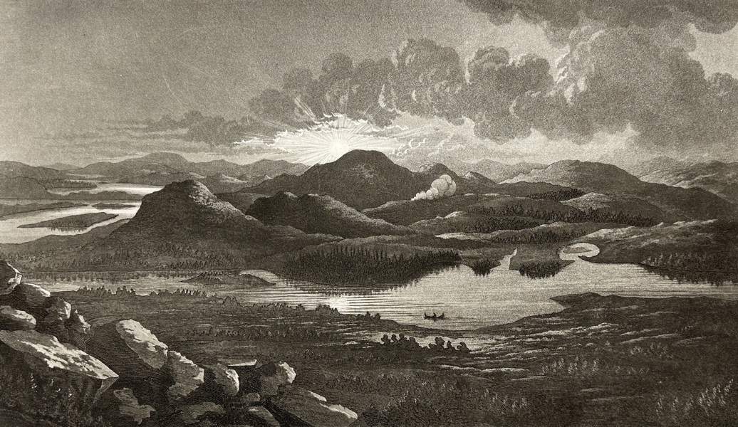 Anders Fredrik Skjöldebrand (1749–1834) – Northern View of Avasaxa at Midnight Sun – Engraving (1801)