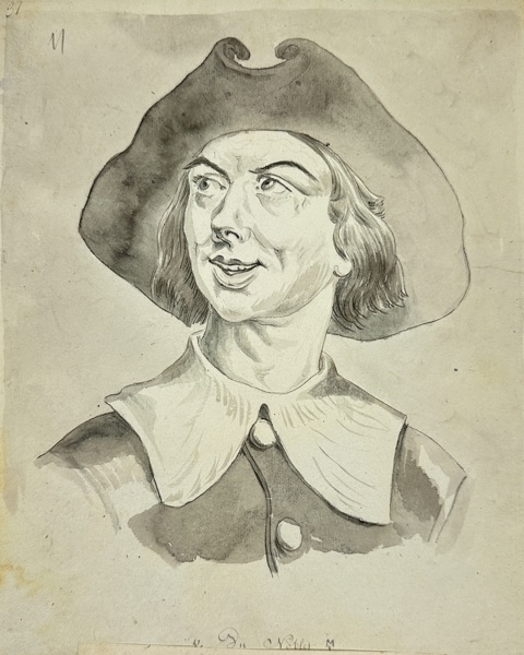 European School – Portrait of the Actor Tourboul – Ink and Wash Drawing – 19th Century