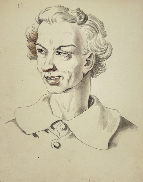 European School – Portrait of the Actor Viard – Ink and Wash Drawing – 19th Century