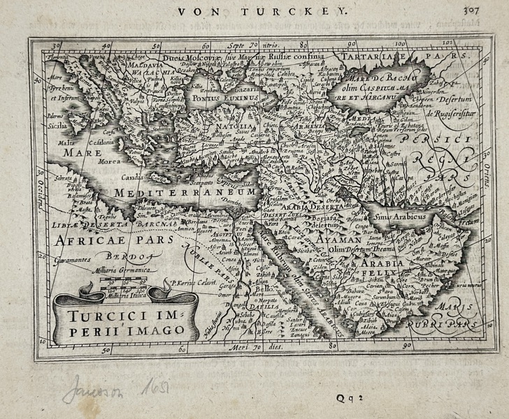 Petrus Kaerius (1571–1646) – Map of the Turkish Empire / Turcici Imperii Imago – Copperplate Engraving – 1634