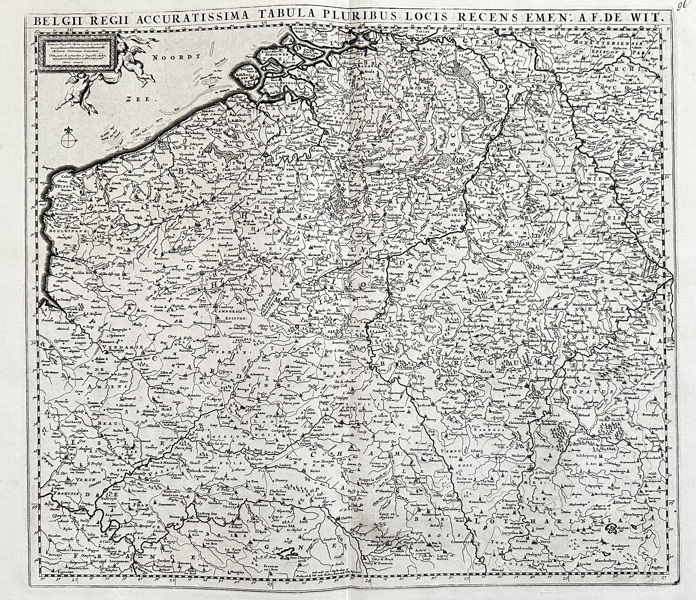 Ferdinand de Wit (active 18th century) – Large Map of the Kingdom of Belgium – Copperplate Engraving of Southern Netherlands (c. 18th century)
