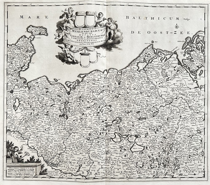 Ferdinand de Wit (active 18th century) – Large Map of the Duchy of Mecklenburg – Copperplate Engraving (c. 18th century)