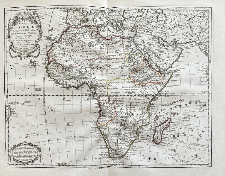 Guillaume Delisle (1675–1726) & Phillipe Buache (1700–1773) – Large Map of Africa / Carte d’Afrique – Copperplate engraving (1805)