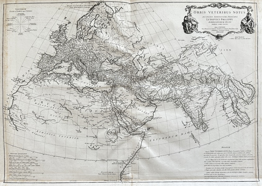 Jean Baptiste Bourguignon d'Anville (1697–1782) – Large Map of the Ancient Known World / Orbis veteribus notus – Copperplate engraving (1763)