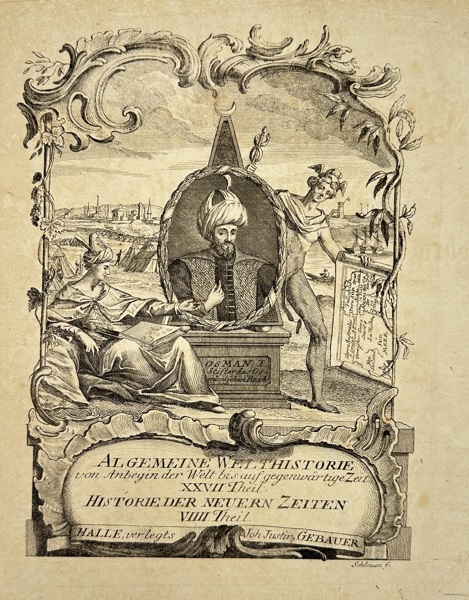 Johann Justus Gebauer – Portrait of Osman II from Allgemeine Welt-Historie – Engraving (early 18th century)