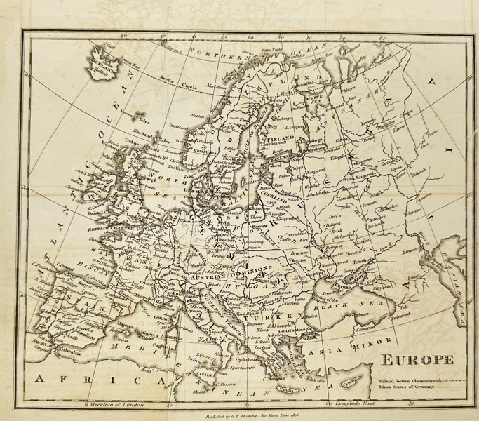 George Byfield Whittaker (1793–1847) – Map of Europe – Copperplate Engraving (1826)