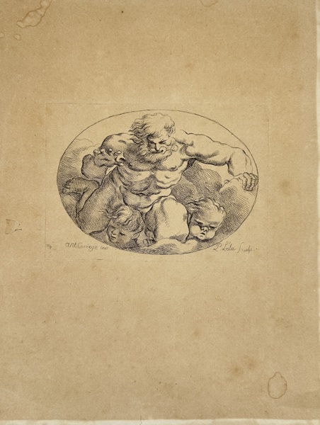 Antonio da Correggio (1489–1534) – Study of a Heroic Male Figure with Attendants / Étude d’une figure héroïque avec assistants – Copperplate Engraving (18th Century)