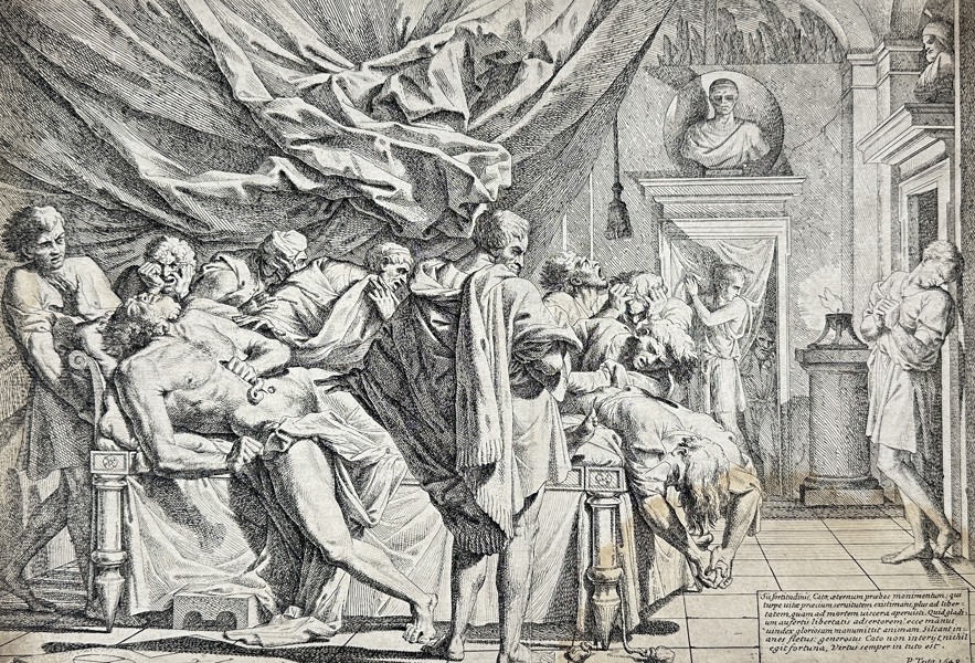 Pietro Testa (1611–1650) – The Suicide of the Philosopher Cato / Il suicidio del filosofo Catone – Etching (1648)