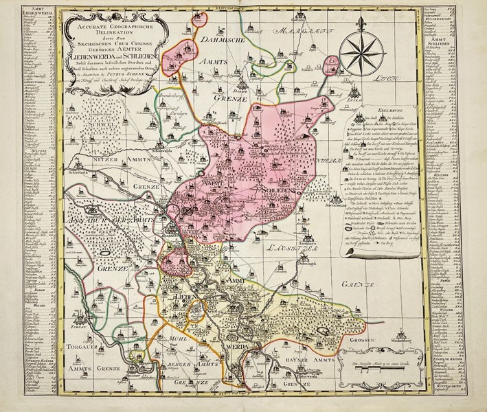 Petrus Schenk (1660–1718) – Map of the Saxon Districts of Liebenwerda and Schlieben - Engraving (Early 18th Century)