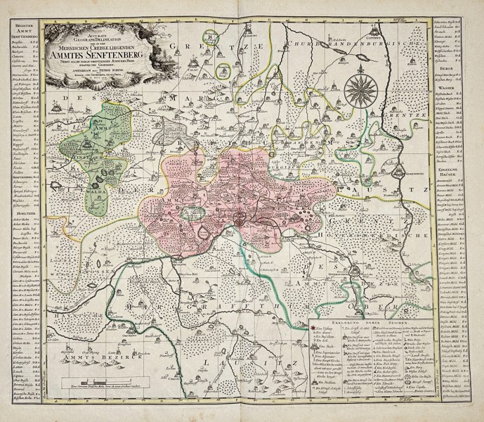 Peter Schenk the Younger (1693–1775) – Map of Amt Senftenberg - Engraving (Mid 18th Century)