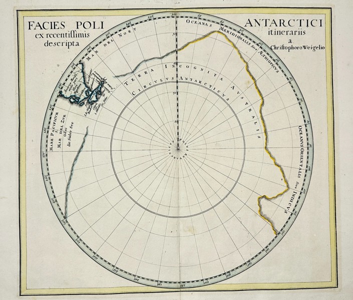 Christoph Weigel (1654–1725) – Map of the South Polar Region – Hand-Colored Engraving (Early 18th Century)