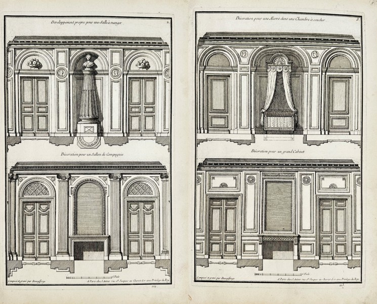 Jean-François de Neufforge – Set of 2 Antique Architectural Prints – Decorating (1770)