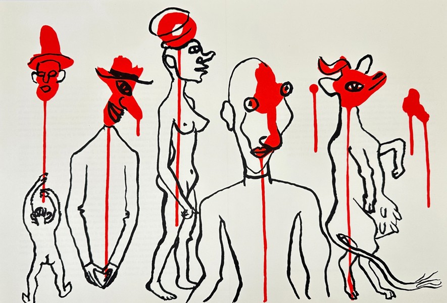 Alexander Calder (1898–1976) – Abstract Totemic Figures– Colour Large Lithograph (1982)