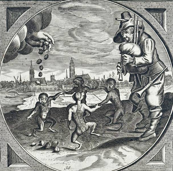 Jacob Cats (1577–1660), Adriaen Pietersz. van de Venne (1589–1662), Jan Swelinck – The Ape and the Coins / Furentem quid delubra juvant – Engraving (17th Century)
