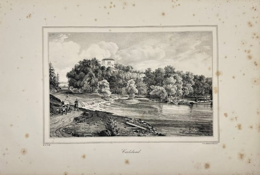 Ulrik Thersner (1779–1828) – View of Karlslund's Mansion in Sweden – Engraving