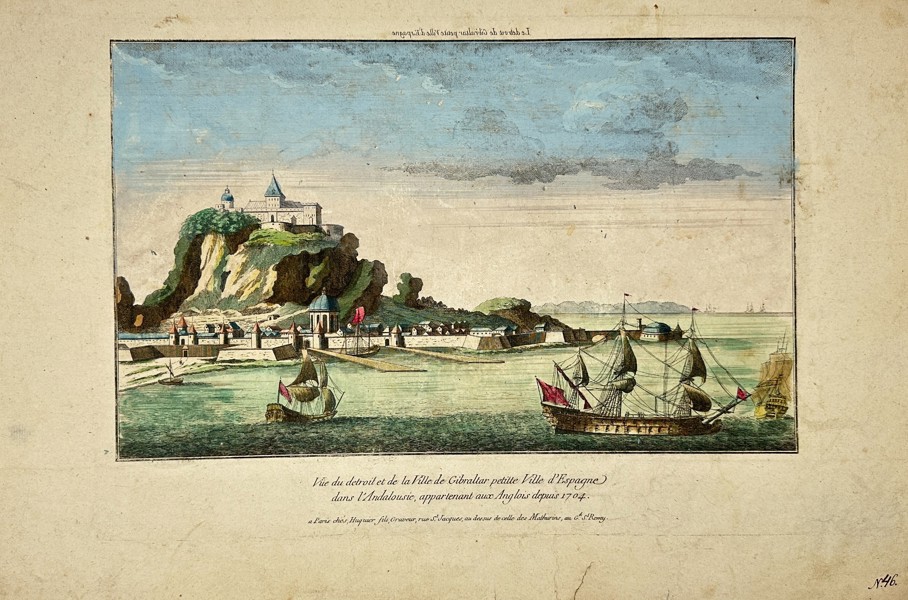 Jaques Gabriel Huquier – View of the Strait and Town of Gibraltar