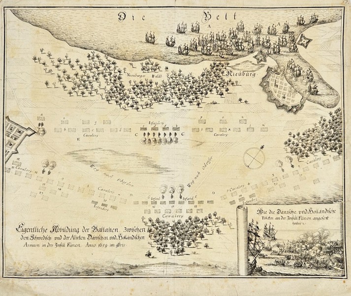 Matthäus Merian the Elder – Map of the Battle between Swedish and Allied Danish - Engraving on paper - (1659)