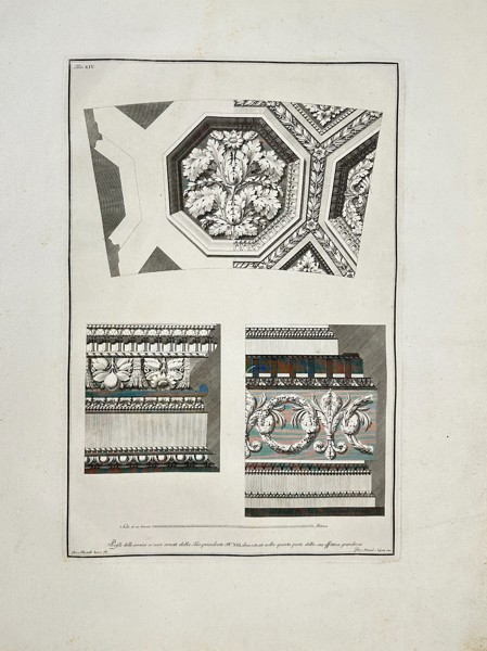 Giocondo Albertolli (1742–1839) – Profiles of Cornices with Ornamental Details – Plate XIII – Engraving – Milan, 1778–1782
