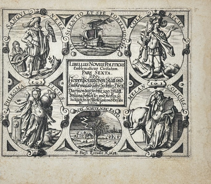 Daniel Meisner (1585–1625) – Title Page - Libellus Novus Politicus Emblematibus Civitatum, Part VI – Engraved Print - (1638)