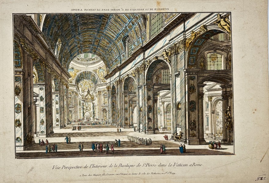 Giovanni Battista Piranesi (1720–1778) – Interior View of St. Peter’s Basilica in the Vatican – Etching – Rome, 18th Century