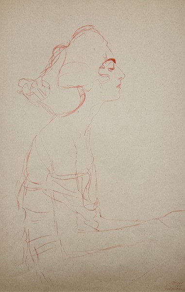 Gustav Klimt (1862-1918) after - Collotype printed in red "Sitzende Frau" (Sitting Frau)