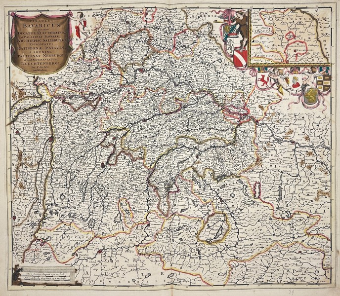 Frederik de Wit (1630–1706) – Map of the Ducatus Bavaricus et Confinia - Hand-Coloured Copper Engraving - (1680)