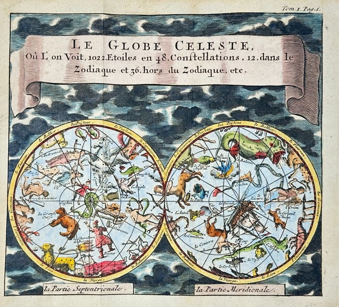 Samuel von Pufendorf (1632–1694) – Le Globe Céleste – Hand-Coloured Engraving - (Late 17th Century)