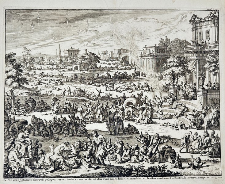 Willem Goeree & Jan Luyken – The Plague of Boils in Egypt – Engraving - (Late 17th Century)