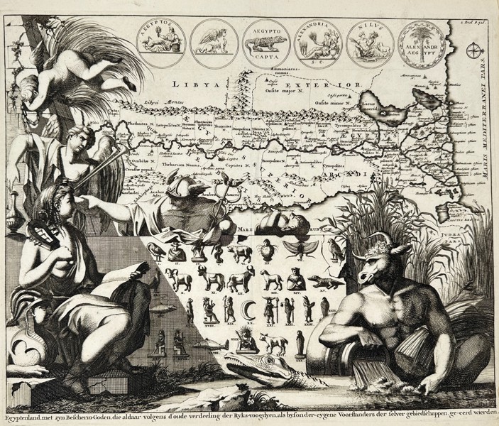 Willem Goeree & Jan Luyken – Egypt with Idolatrous Gods and Ritual Animal - Engraving - (Late 17th Century)